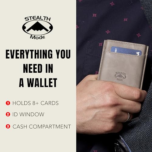 Stealth Mode Pop-Up Leather Wallet for Men - RFID Blocking Slim Napa Leather G6513