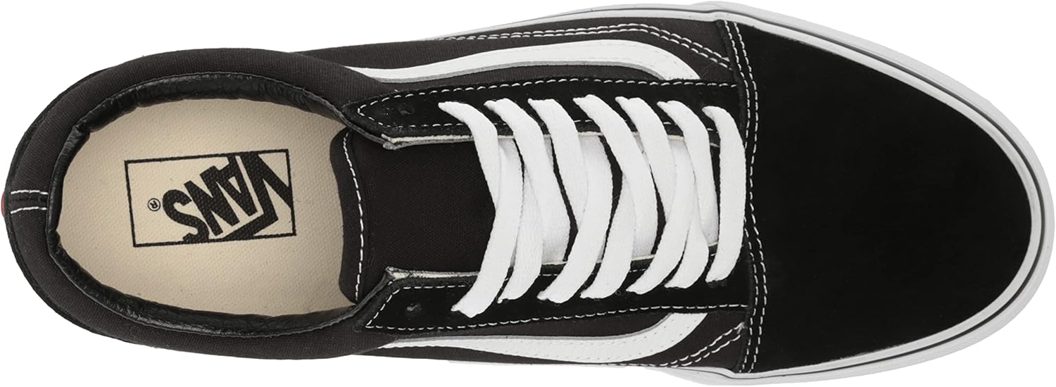 Vans Unisex Old Skool Classic Suede/Canvas Shoes, Black/White, 10.5 US Men W604