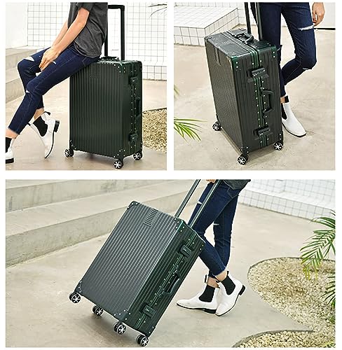 Aluminum Frame Hardside Luggage with Spinner Wheels and TSA Lock, 26 Inch, Rose Gold+White H216631