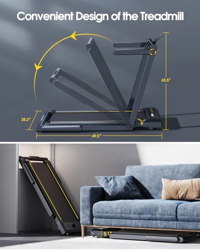 2 in 1 Folding Treadmill with Dual LED Display, App & Bluetooth Speaker E606
