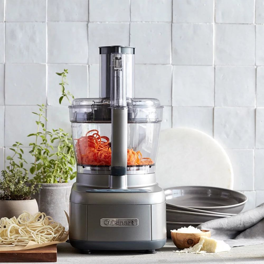Cuisinart FP-1300SVWS Elemental 13-Cup Food Processor with Spiralizer, Dicer, Cutlery Set, Timer and Oven Mitts N126106