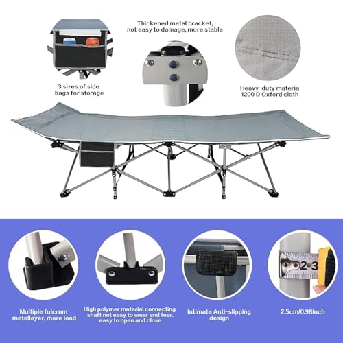 Folding Camping Cot for Adults, Heavy Duty with Carry Bag, Portable Outdoor Bed Y155