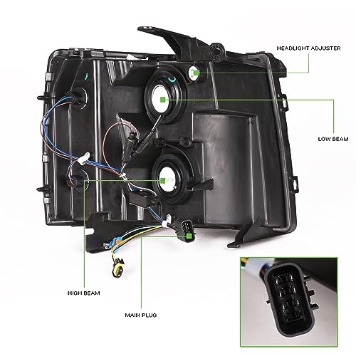 Compatible With Chevy Silverado 1500/2500/3500 HD Switchback Sequential LED Headlights Black Housing A769