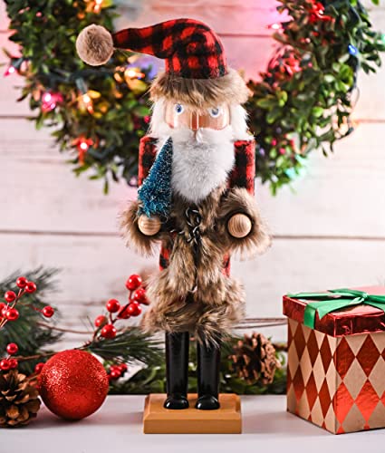 Ornativity Christmas Santa Nutcracker Red and Black Wooden Figure 15" S3008