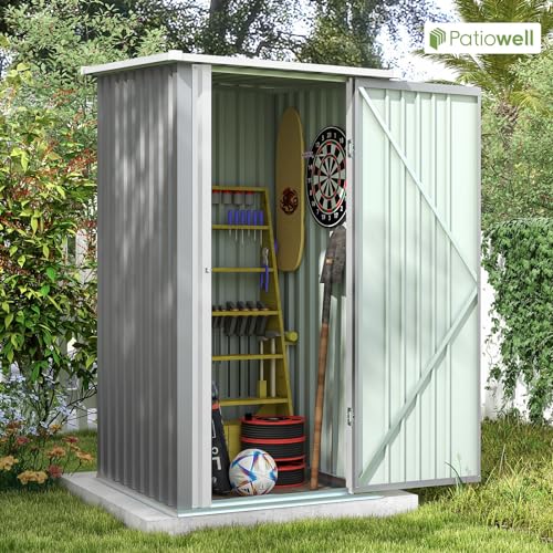 Patiowell 3 x 3 FT Outdoor Storage Shed with Sloping Roof, Grey F27529