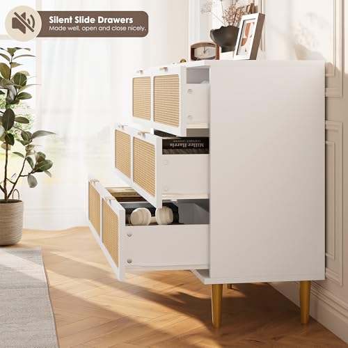 Rattan 5 Drawer Tall Dresser for Bedroom, Black V99880