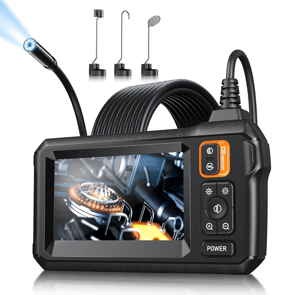 Endoscope Camera with Light - 1920P HD Borescope, 16.4FT Semi-Rigid Cord, IP67 Waterproof D167582