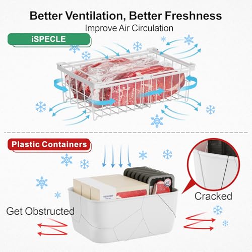 iSPECLE Freezer Organizer Bins 2 Pack, Expandable Stackable for Chest Freezer, Black R10570