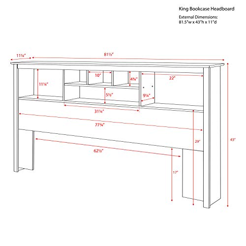 Prepac King Bookcase Headboard, Black A905