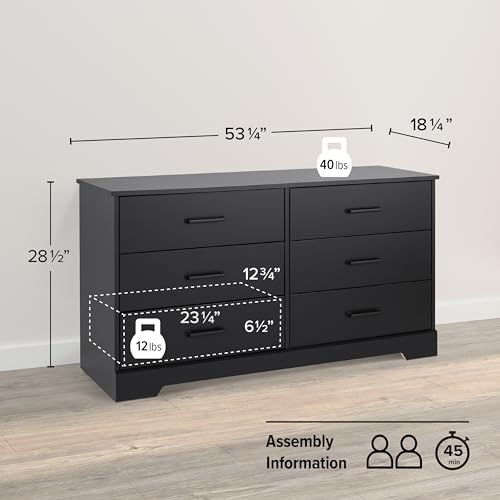 Prepac Rustic Ridge Farmhouse 6-Drawer Double Dresser, Brown X6434