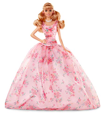 Barbie Collector Birthday Wishes Doll with Blonde Hair, 11.5-inch, Wearing Floral Gown, with Doll Stand and Certificate of Authenticity, Makes a Great Gift for 6 Year Olds and Up