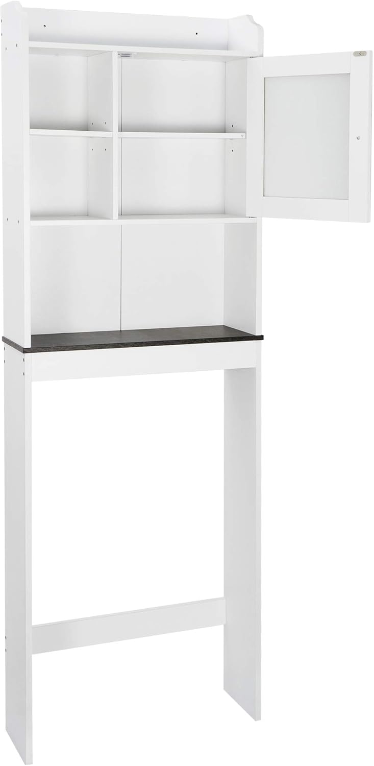 Over Toilet Bathroom Organizer 4-Tier Storage Cabinet with Glass Door D1711