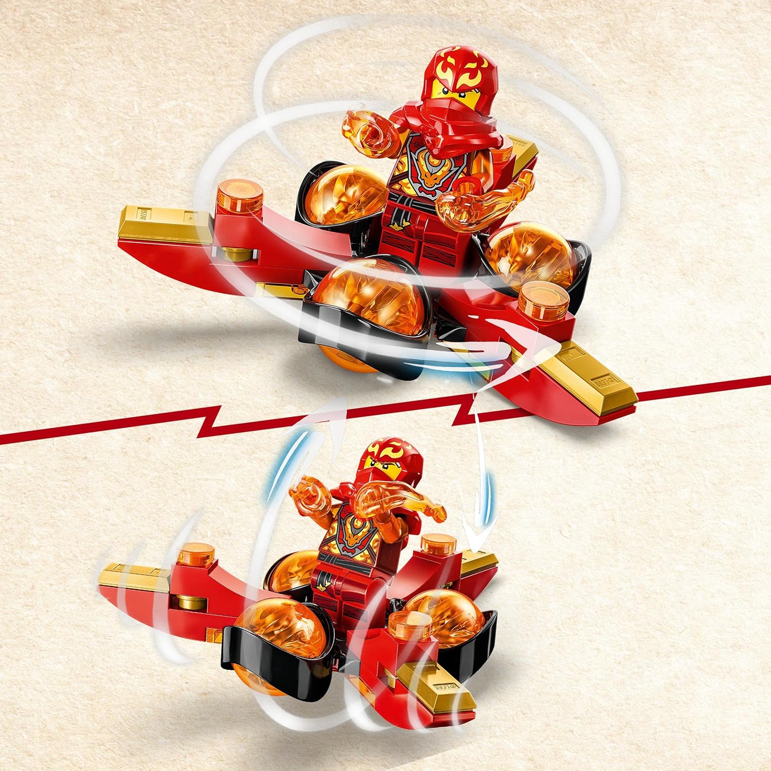 LEGO NINJAGO Kai’s Dragon Power Spinjitzu Flip 71777 Red Ninja Toy Building Set with Kai Minifigure H32713
