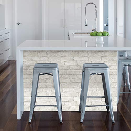 InHome NHS3709 Denver Brick Peel Stick Wallpaper, White T848303