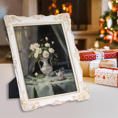Vintage 8x10 Picture Frame with Glass Front, Antique Retro Photo Frame for Wall or Tabletop, Silver N745