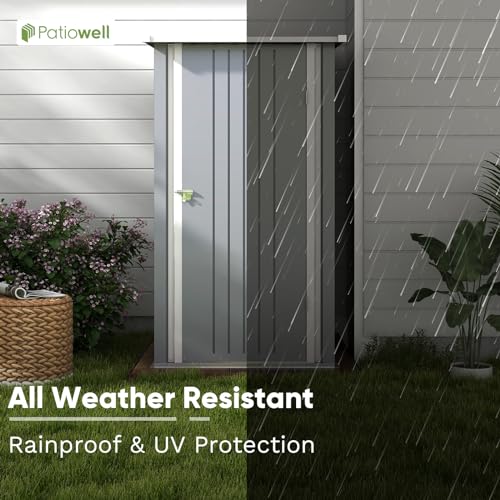 Patiowell 3 x 3 FT Outdoor Storage Shed with Sloping Roof, Grey F27529