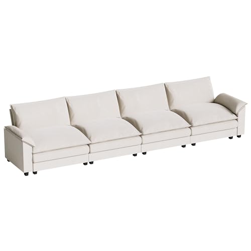 Homall 119" Modular Sectional Sofa with Reversible Ottoman, Light Grey V97154