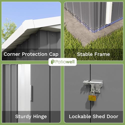 Patiowell 3 x 3 FT Outdoor Storage Shed with Sloping Roof, Grey F27529