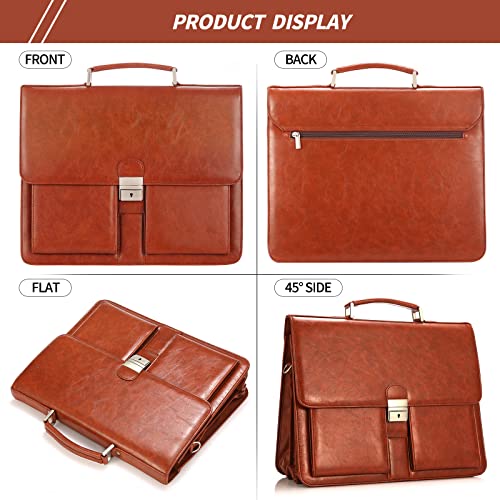 Jack&Chris Men's PU Leather Attache Briefcase Messenger Bag M859791