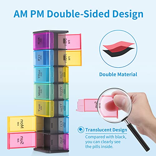 Extra Large Weekly Pill Organizer 2 Times a Day, AM PM 7 Day Jumbo Pill Box O44444