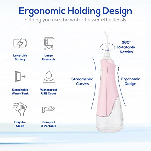 Electric Water Flosser Cordless, Portable Oral Irrigator with Rechargeable Battery P5806