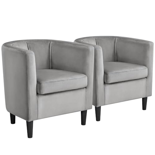 Yaheetech Velvet Accent Chair, Modern Upholstered Barrel Chair, Olive Green J55628