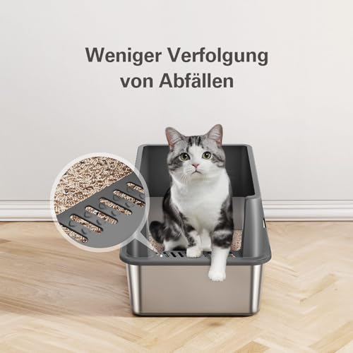 Barhon Stainless Steel Litter Box Small with High Sides, White B44057
