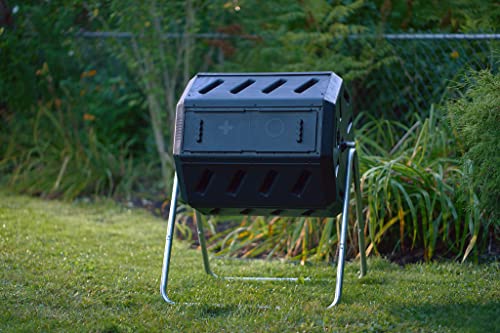 FCMP Outdoor IM4000 Dual Chamber Tumbling Composter, 37 Gallon, Black W19586