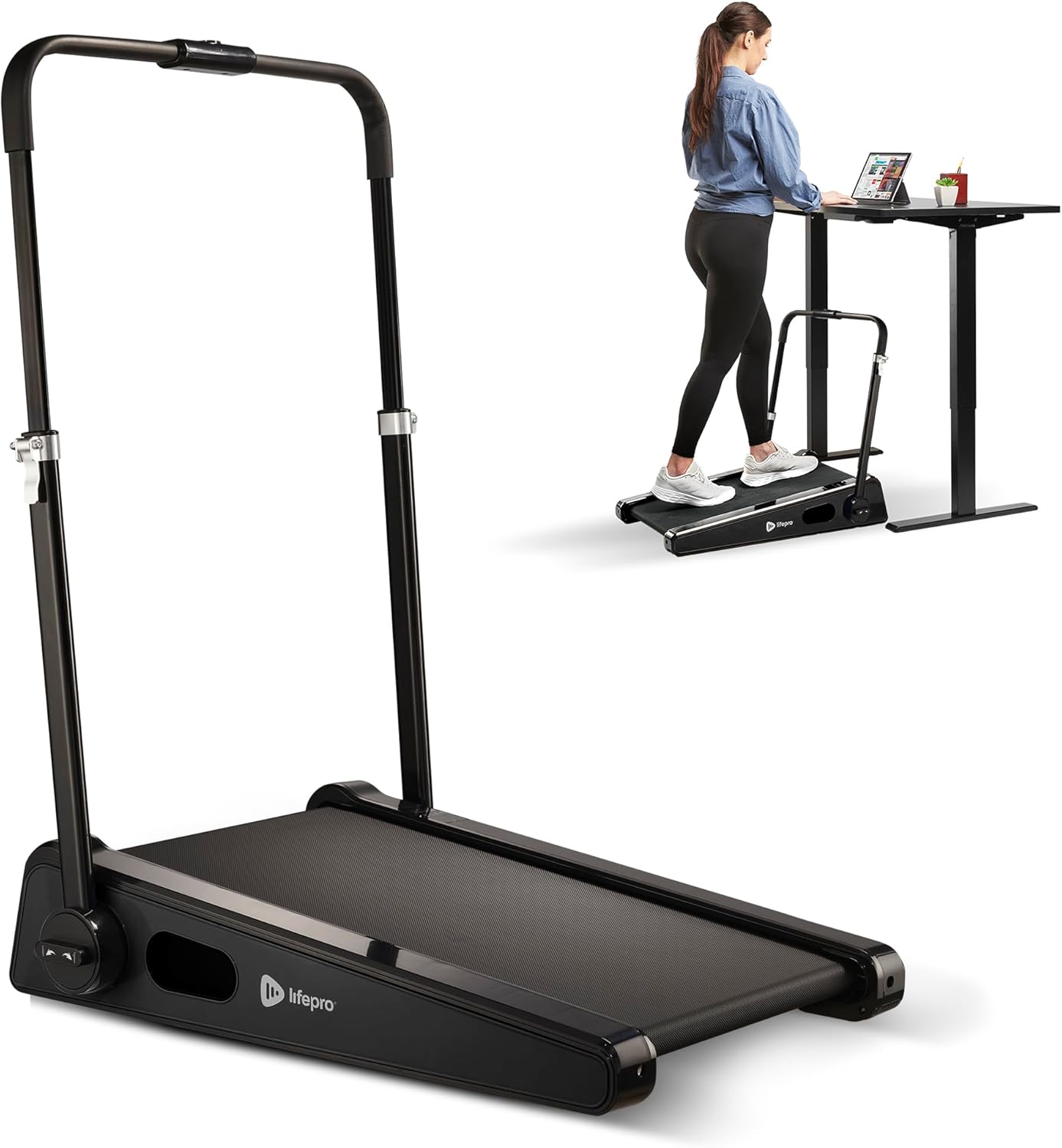 LifePro Smallest Portable Mini Walking Pad with Adjustable Handlebar - Max Speed 3 MPH, Home & Office 30 inch Mini Walking Treadmill, Under Desk Small Work Desk Compact Treadmill, 220 Lbs Max Weight