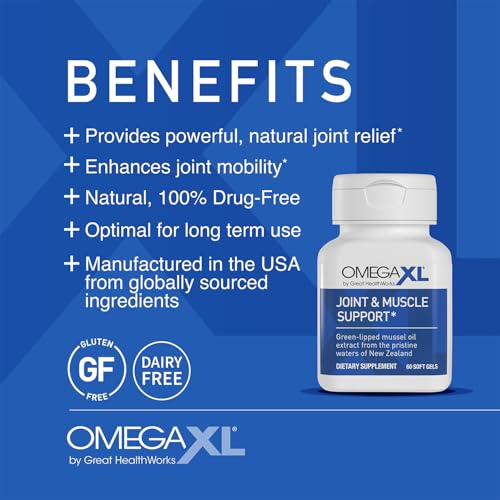 OmegaXL Joint Support Supplement, Green Lipped Mussel Oil Softgels, 60 Count (2 Pack) B3617