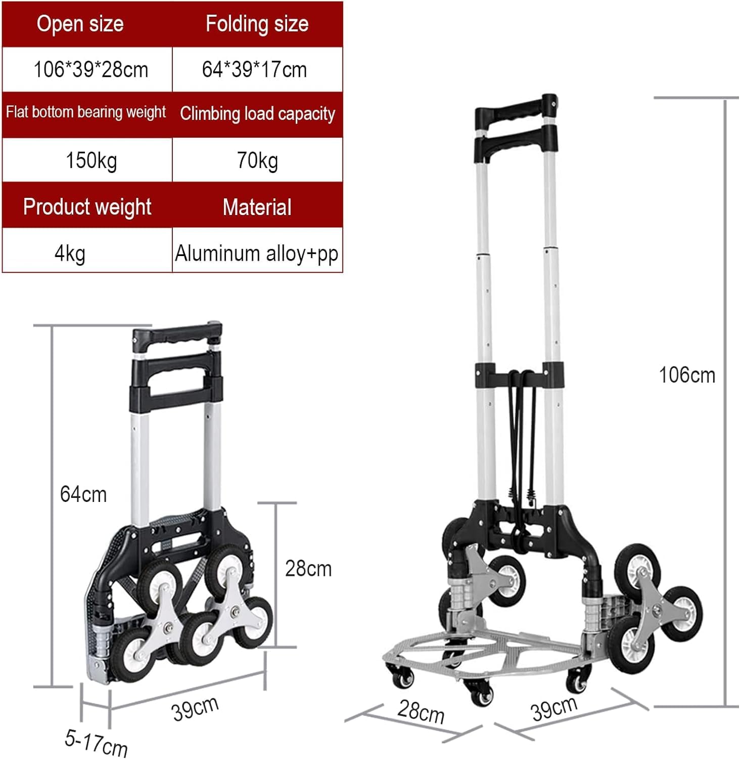 Folding Hand Truck with Telescoping Handle and Rubber Wheels X3159