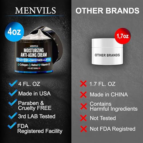 Men's Face Moisturizer Cream with Collagen and Retinol, 4 oz V598