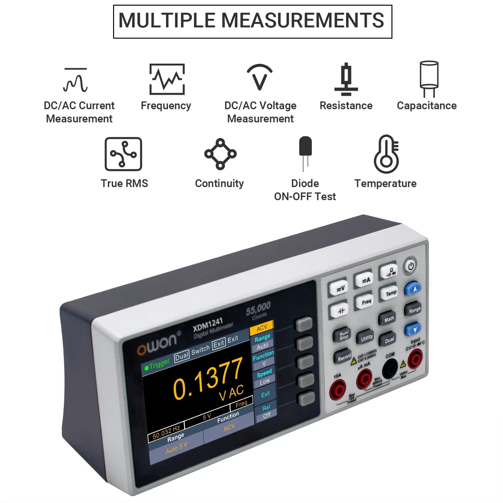 Owon XDM1241 Mini Desktop Digital Multimeter Rechargeable 55000 Counts True RMS O787109