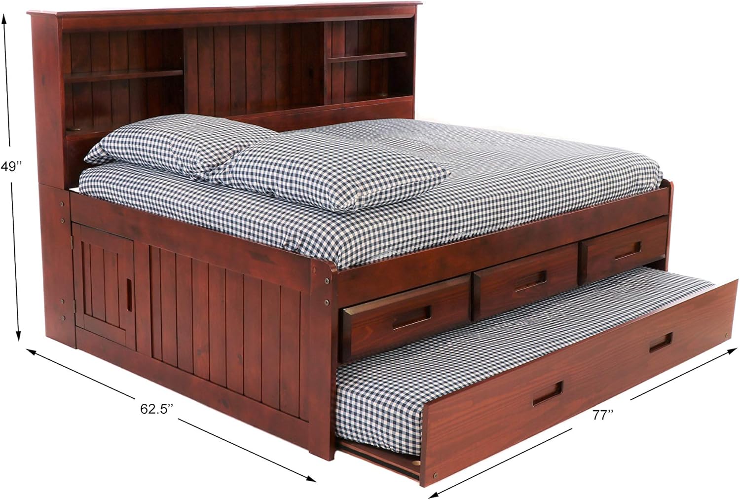 Discovery World Furniture Full Bookcase Daybed with 3 Drawers & Trundle Merlot G220