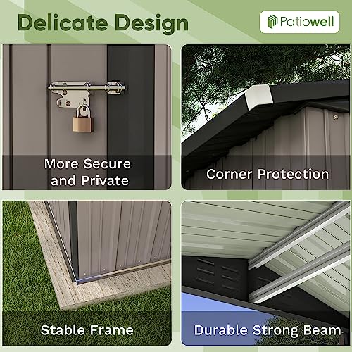 Patiowell 5x3 FT Outdoor Storage Shed with Sloping Roof and Lockable Door, Brown L4971