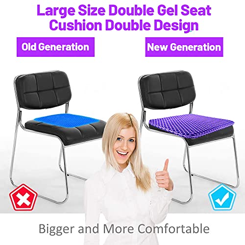 Extra Large Gel Seat Cushion, Double Thick Breathable Honeycomb Design, Pressure Relief Purple Y812