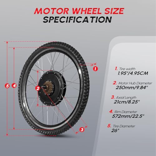 PEXMOR Electric Bike Conversion Kit 48V 1200W 26" Hub Motor T201