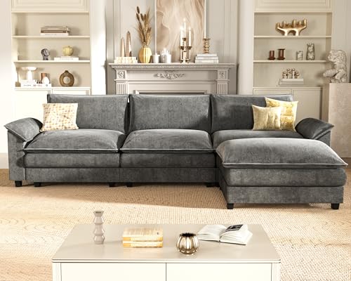 Homall 119" Modular Sectional Sofa with Reversible Ottoman, Light Grey V97154