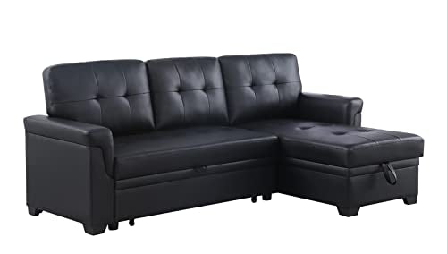 L-Shaped Pull Out Sleep Sofabed with Storage Chaise, Chenille Upholstered X30892