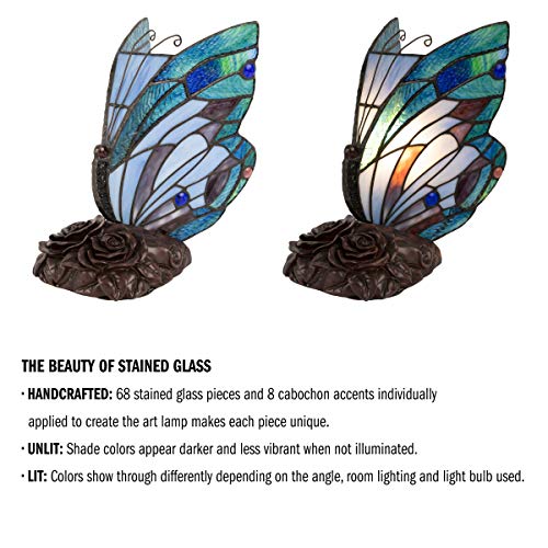 Tiffany Style Butterfly Stained Glass Table Lamp with LED Bulb by Lavish G178383
