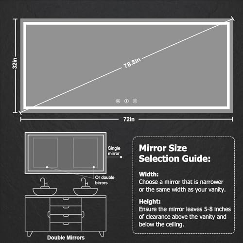 YOLEO 40x36 LED Bathroom Mirror with Front and Backlit, Anti-Fog, Dimmable N615