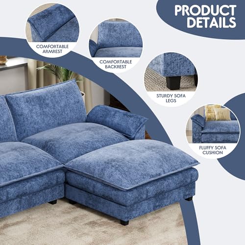 Homall 119" Modular Sectional Sofa with Reversible Ottoman, Light Grey V97154