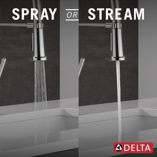 Delta Faucet Ermelo Pro Commercial Kitchen Faucet with Pull Down Sprayer, Brushed Nickel B410894
