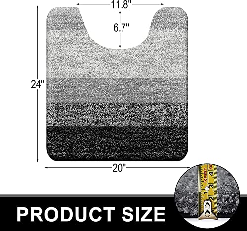 OLANLY U-Shaped Toilet Rug 24x20, Absorbent Microfiber Bath Mat, Non-Slip, Grey G53989
