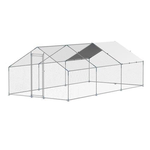 VEVOR Large Metal Chicken Coop with Run, Walk-in Outdoor Poultry Pen W388