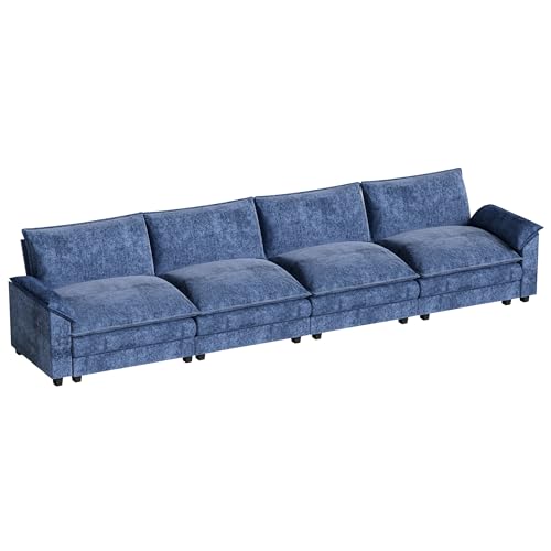 Homall 119" Modular Sectional Sofa with Reversible Ottoman, Light Grey V97154
