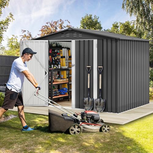 DWVO 6x4ft Metal Storage Shed for Outdoors, Dark Gray T6985