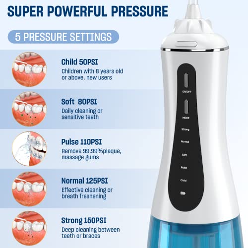 Cordless Water Dental Flosser Portable Rechargeable Oral Irrigator 350ML Tank IPX7 Waterproof M404568