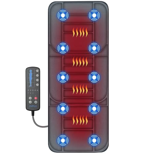 Massager Pad, 5 Vibration Modes & 3 Levels Massager Mat, Back Massager with Heat for Back Lumbar Thighs, Body Massager Chair Pad, Auto Shut Off,Length 53" Width 20", Gifts for Dad Women Men