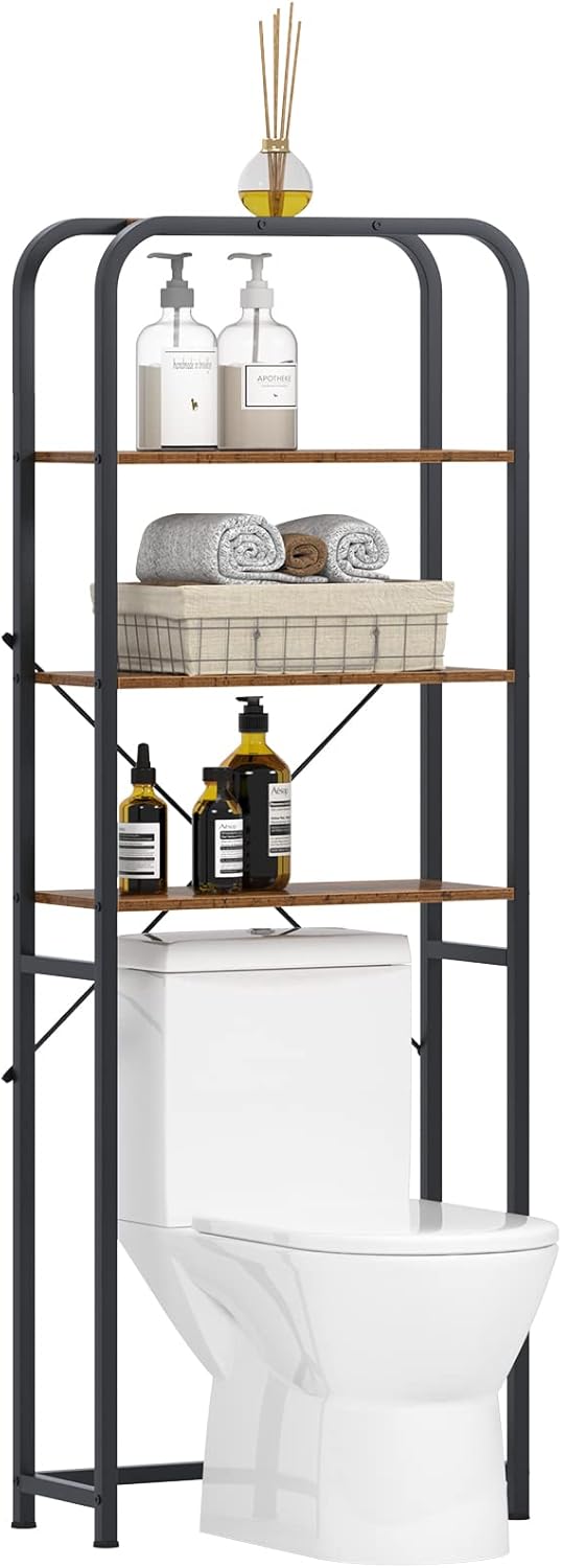 SogesPower 4-Tier Over The Toilet Storage Rack 68 inch Freestanding Bathroom Shelf, Brown I7615